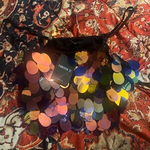 NWT Forever 21 🌈 Hippie Iridescent Rave Crop Top 👽✨🪩🎇💖